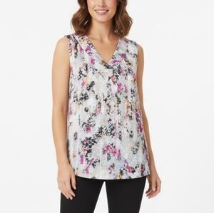 89th & Madison Abstract Sleeveless Top Vneck Stretchy Blouse Womens Size Medium